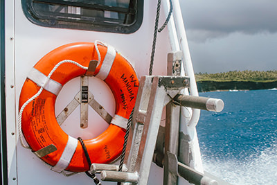 A life preserver on a boat