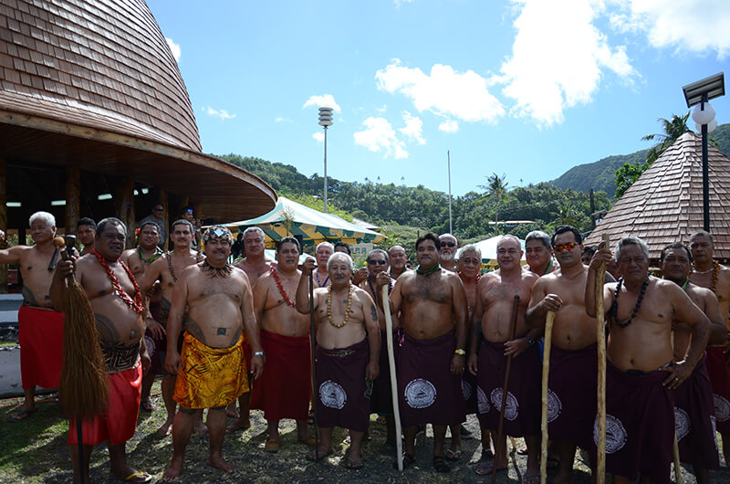 A gathering of people in traditional samoan clothing