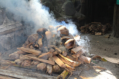 A wood fire
